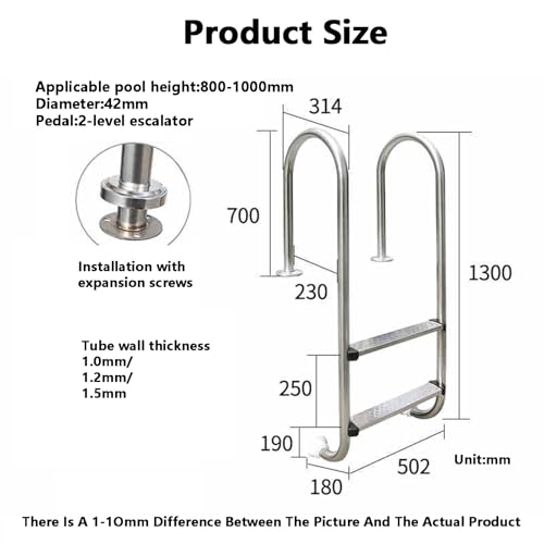 Escalera para piscina de acero inoxidable con 2 peldaños miniatura 2