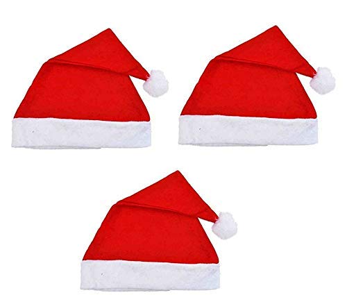 SC 3 Pcs Christmas Hats, Santa Claus Caps for Kids Free Size, Xmas Caps (Pack of 3)