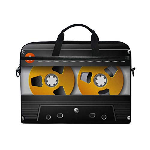 MRMIAN 3D Music Cassette Tape Funny Laptop Case Bag Sleeve Portable/Crossbody Messenger Briefcase Convertible w/Strap Pocket for MacBook Air/Pro Surface Dell ASUS hp Lenovo 15-15.4 inch