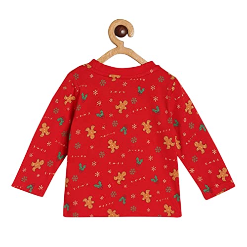 Image of miniklub Baby Round Neck Full Sleeve Full Length Knitted Cotton Clothing Set, Pack of 2 (Red Color)