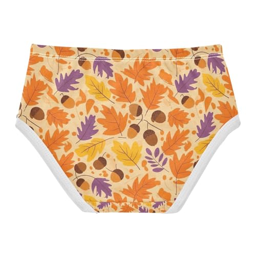 Orange Yellow Autumn Leaves Toddler Girl Underwear, Cotton Underwear Girls, 2T–8 Years2