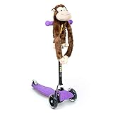 3StyleScooters® Accesorios - Juguete de Peluche Mono Divertido de ZoomiBuddi - Apto para Bicicletas, Patinetes, Triciclos y Más - Patinete con Bolsillo Secreto con Cremallera (Talla única)