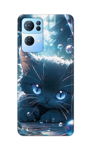 Image of Printed Hard Back Cover Case for Oppo Reno7 Pro 5G | Oppo Reno 7 Pro 5G Back Cover (Cute Cat) -1111