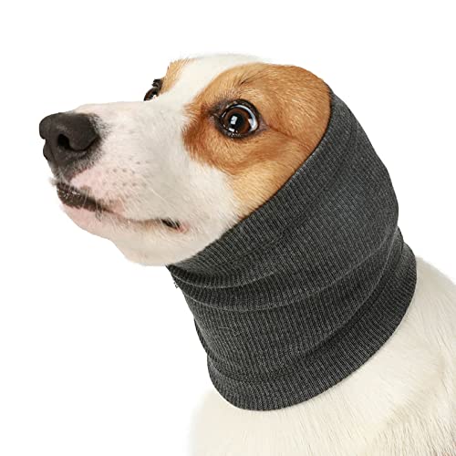 COLORFUL Earmuff Hals- und Ohrenwärmer für Hunde, Hunde-Ohrenschützer, Hunde-Ohrenwärmer, Hunde-Kopfbedeckung, hilft, sich zu beruhigen (Gray, S) Cover