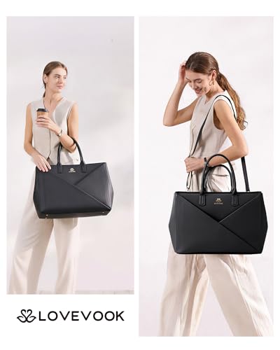 Image of LOVEVOOK Laptop Work Tote Bag for Women with Large Cup Holder, 16 Inch