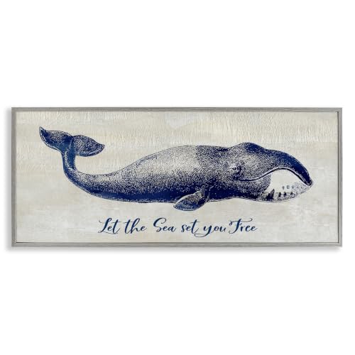 Nautical Whale Sea Quote, 10 x 24 Inch Framed Giclée Print