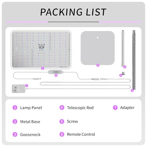 Image of BESTVA 48W Grow Lights for Indoor Plants with Stand, Full Spectrum LED Plant Light for Indoor Plants,12-59 Inches Height Adjustable Growing Lamp with Auto On /Off Timer 4H /8H /12H, 4 Dimmable Brightness