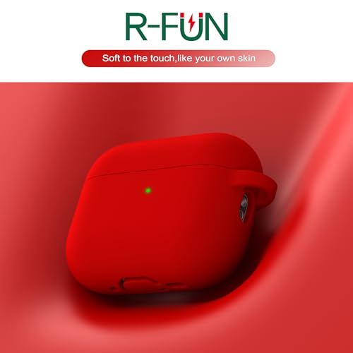 Image of R-fun for AirPods Pro 3rd Generation Case with Cleaner Kit, Soft Silicone Protective Case Cover for Apple AirPod Pro 3 for Women Men, AirPods Pro Case Accessories with Keychain, Red