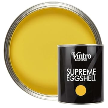 Vintro Paint | Yellow Eggshell Paint | for Walls | Wood | Trim | Satin Furniture Paint | 1 Litre (Sunflower - Yellow)