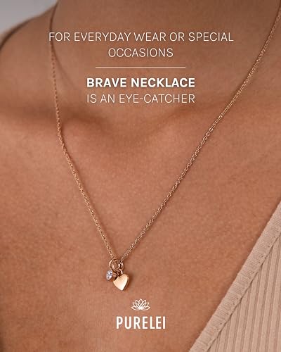 Purelei® Brave Necklace – 18K Gold plated stainless steel jewelry – Waterproof chain with heart pendant – 20 to 22 inch adjustable length – Fashion jewelry for your individual look2