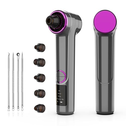 Blackhead Remover with Heating, 3 Adjustable Levels and 9 Modes, 5 Head Comedone Extractor Kit for Nose, Pore Suction Pimple Vacuum, Face Suction, Blackhead Vacuum Removers, Pore Cleaner