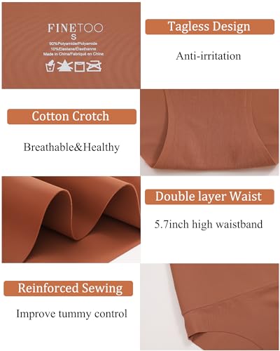 Image of FINETOO Light Tummy Control Underwear Women High Waisted Briefs Plus Size Shapewear Under Dress Ladies Panties S-XXXL