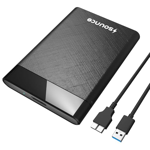 Image of Sounce 2.5 Inch SATA USB 3.0 HDD / SSD Portable External Hard Disk Enclosure 7 MM and 9.5 MM Tool Free , Supports UASP Max Upto 6TB (Black)