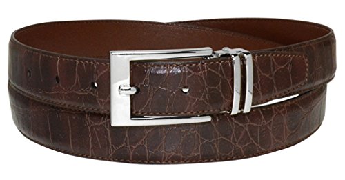 Croc Pattern Crocodile Embossed Belts Bonded Leather Men's Belt Silver-Tone Bckl