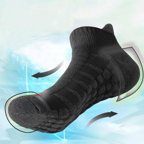 Men's Black & White Towel Bottom Sports Socks - One Size, Anti-slip, Sweat-wicking, Durable, Odor-resistant for Running3