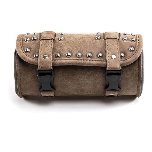 Alforja mini para motocicleta, bolsa para horquilla de 8,26 pulgadas, hecha de cuero sintético PU, bolsa para herramientas en manillar para motocicleta, bicicleta eléctrica y bicicleta (Estilo B) miniatura 3