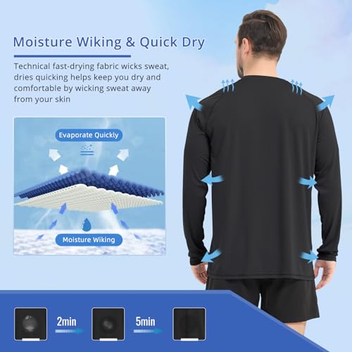 Rash Guard Shirts for Men Long Sleeve Sun Protection Shirts Outdoor Regular Fit Swim Shirt Quick Dry4