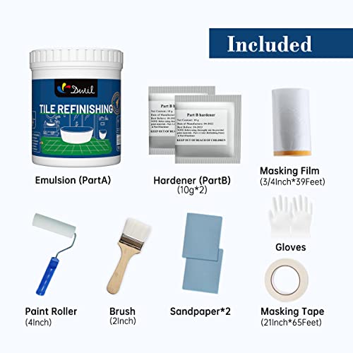 Dwil Tub And Tile Refinishing Kit - Odorless Diy Sink Bathtub Countertop Repair White Coating, Easy Cover Application, Refacing Bathroom Kitchen, Bathtub Kit With Tools, Semi-Gloss White #TOP1