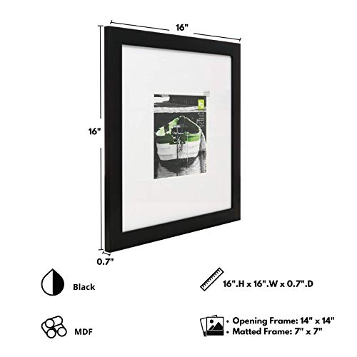 Kiera Grace Matted Classic Langford Picture Frame, 14" X 14", Black #TOP7