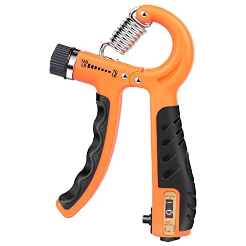 Grip Strengthener with Counter, 10-150 LB Adjustable Resistance Hand Grip Trainer with Stainless Steel Spring for Strong Muscle, Wrists, Fingers, Forearm Cover