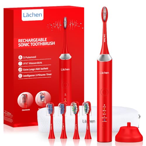 Lächen Sonic Electric Toothbrush, USB Rechargeable Electric Toothbrush, 9 Customizable Brushing Experiences and 3 Hours Charge for 60 Days Use, 4 Brush Heads and IPX7 Waterproof with Smart Timer…