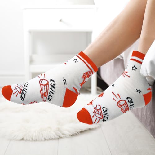 Image of Maiteenly 24 Pairs Ankle Cheer Socks Cheerleading Team Cheerleader Socks for Women Girls Cheer Accessories Gifts