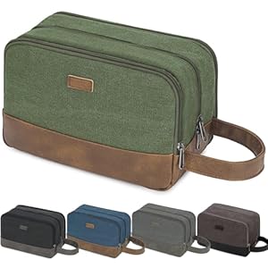 WANDF Travel Toiletry Bag for Men Large Toiletries Shaving Bag Water Resistant Hanging Dopp Kit Travel Accessories Bag for Women Men (Green)