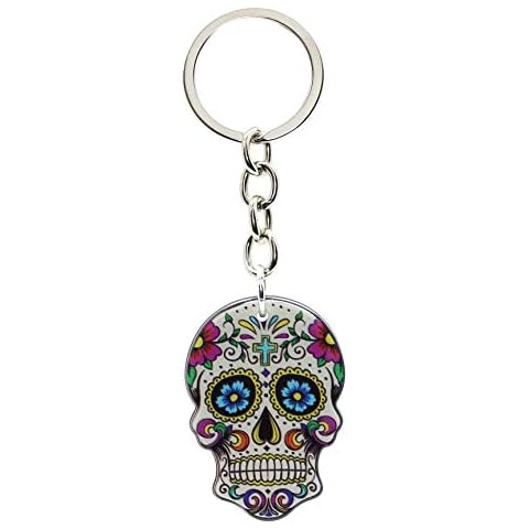Bluebubble DIA DE LOS MUERTOS Sugar Skull Keyring Gift Boxed (Candy White Head - Cross) Cover