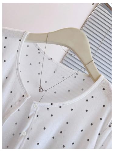 WDIRARA Women's Polka Dots Button Down Cardigan Sweater Long Sleeve Lightweight Knitwear4