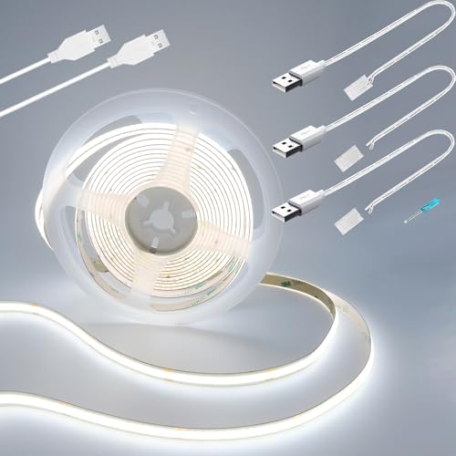 Kit de Tira LED COB 5V USB, 2 Paquetes de 6ft y Conectores miniatura 1