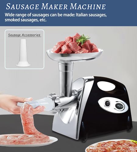 Image of VNIMTI Electric Meat Grinder Mincer Machine,Heavy Duty Meat Grinders 2800W,Sausage Maker with Blade,3 Plates,Sausage Stuffer Tube and Kubbe Kit for Home Kitchen Use, 2800W, Black