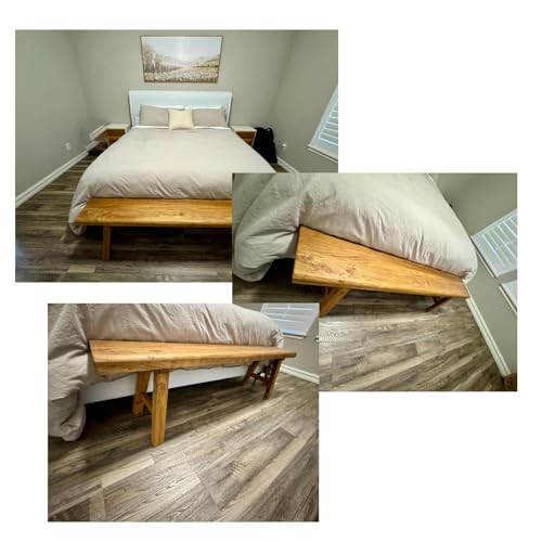 Banco largo de madera para cocina y comedor de diseño rústico 5