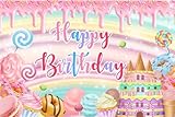 OFILA Donut Happy Birthday Backdrop 8x6ft Donut Backdrops for Birthday Sweet Ice Cream Lollipop Donut Theme Girls Birthday Party Banner Cake Table Decor Girls Portrait Photoshoot Studio Props
