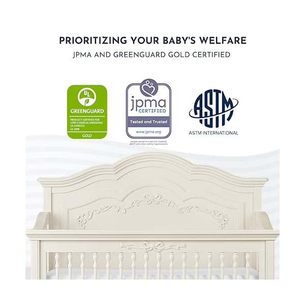   Aurora-5-In-1-Convertible-Crib-In-Ivory-Lace-Greenguard-Gold-Certified-Features-3-Mattress-Height-Settings-Sturdy-And-Spacious-Baby-Crib-Wooden-Furniture-832-FW