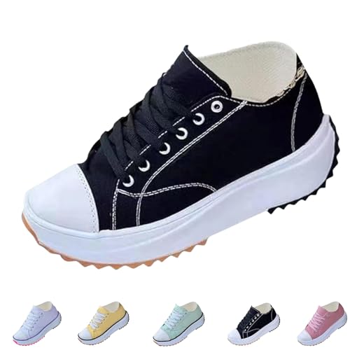 Elsvia Orthopedic Shoes for Women, Hiking Comfortable Casual Canvas Sneakers, Thick Sole Breathable Shoes