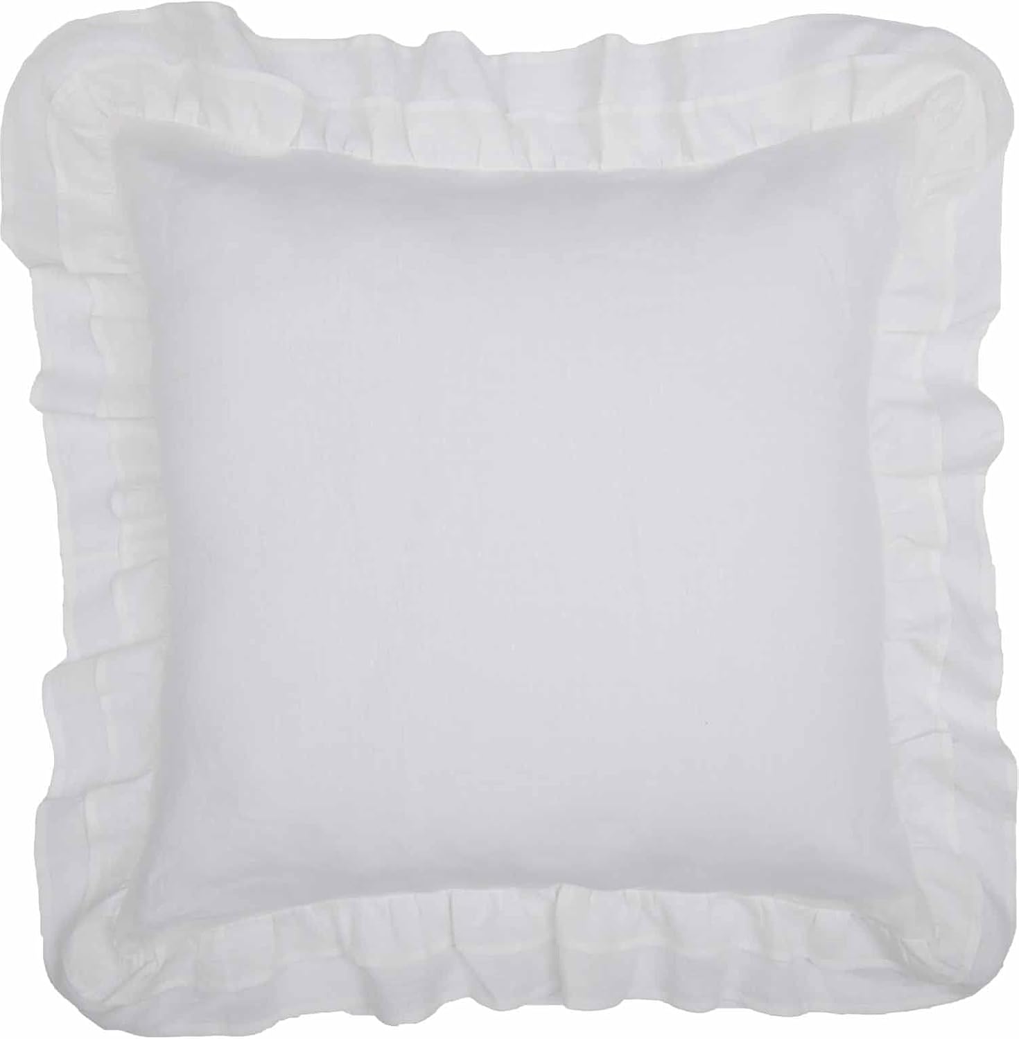 Piper Classics Provincial Linen White Ruffled Euro Sham Pillow Cover, 26" W x 26" L, 100% Linen Bedding
