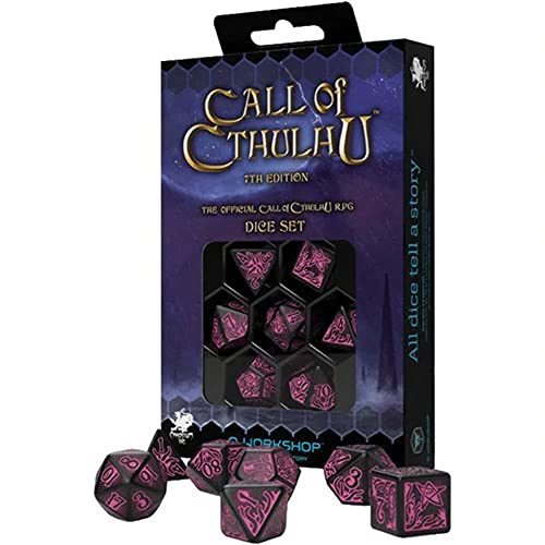 Q Workshop SCTR3PQWS Q-Workshop Call Of Cthulhu 7E: Black & Magenta Dice Set cover