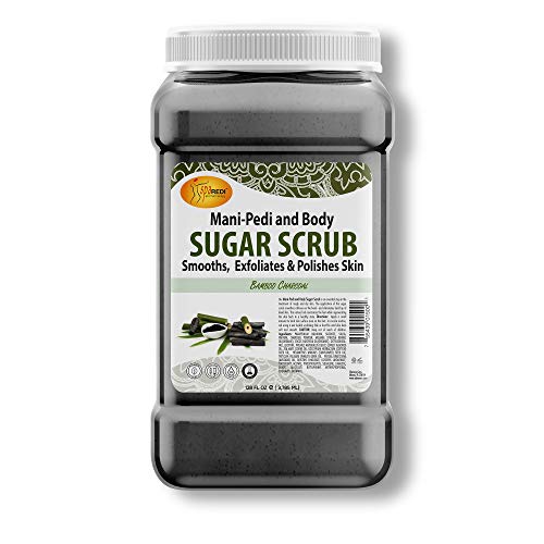 SPA REDI – Sugar Body Scrub, Bamboo Charcoal, 128oz, 1 Gallon - Exfoliating, Moisturizing, Hydrating and Nourishing - Gl