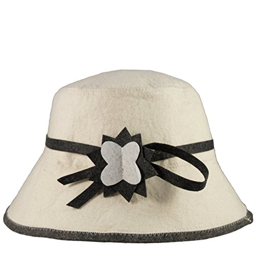 DIYer® - Saunahut - inkl. Sauna-Ratgeber - Motiv Blume Damenhut - 100% Baumwolle - Filz Saunamütze