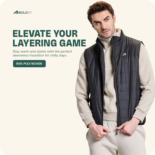 Image of Boldfit Jackets for Men Stylish Puffer Winter Jacket for Men Standard Length Jacket Man Half Sleeves Bomber Jackets for Man Winter Wear
