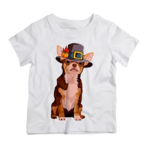 Camiseta Infantil Branca Chihuahua Thanksgiving (12)