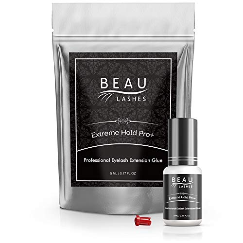 Extreme Strong Hold Professional Eyelash Extension Glue - Strongest Black Bonding Adhesive for Long Lasting Semi Permanent Individual Lash Extensions - 1-2s Fast Drying / 7-8 Week Retention