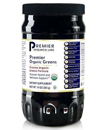Premier Organic Greens, (10 Oz Powder), 100% Vegetarian Greens, Non-GMO, Gluten Free, Pristine Organic Greens for Premier Health and Wellness Support