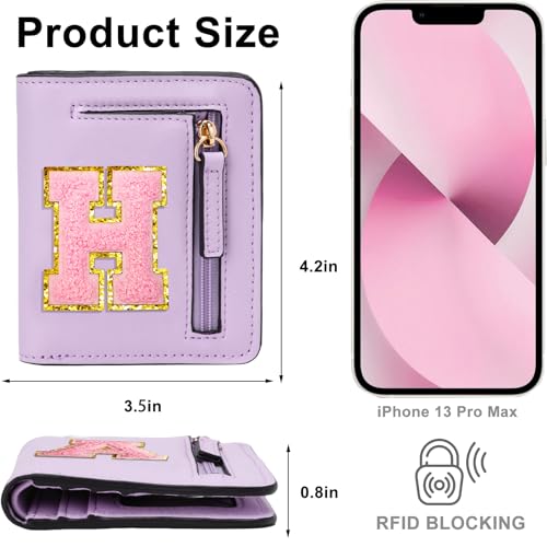 Image of Birthday Gifts for Teen Girl Kids Wallet Little Girl Wallets | Small Initial Kid Wallet for Girl Rfid Wallet Preppy Stuff Gifts for Girls 8-12 Purple H