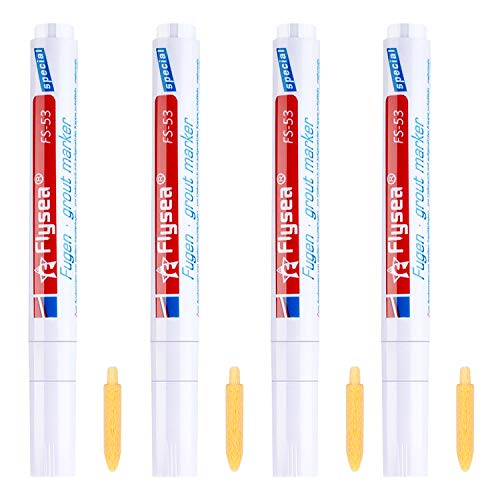 ABOAT - Rotulador de lechada, color blanco con punta de repuesto para restaurar el aspecto de las líneas de lechada de azulejos