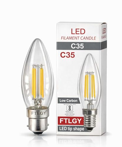 Image of Vintage 4 Watt LED Filament Candle Bulb,Clear Glass Edison Style,B22 Holder Base Warm White Light, Energy Saving Candle Bulb for Pendant & Wall Lamps(PACK OF 1)