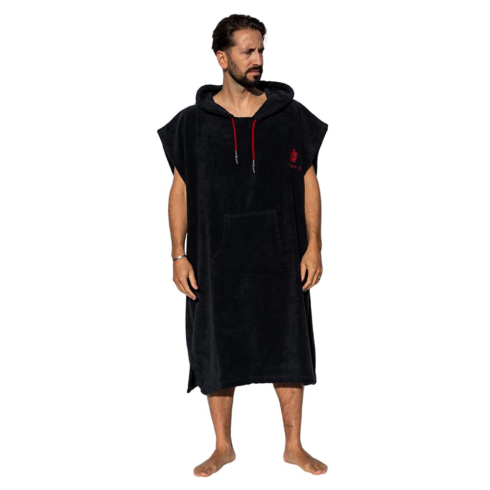 Surf Poncho - Bata de Toalla Versátil sin Mangas, con Capucha y Bolsillo Delantero - Algodón Premium, Ideal para Surf, Natación, Camping y Deportes al Aire Libre - Unisex, Tamaño Grande