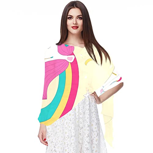 Écharpe en mousseline de soie licorne rose idéale pour vos sorties printanières
