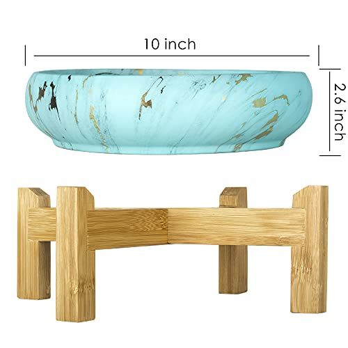 Artketty Succulent Pot, Large Succulent Planter Pot With Stand, 10 Inch Ceramic Bonsai Pot With Drainage Round Marble Cactus Flower Plant Bowl For Indoor/Outdoor #TOP2