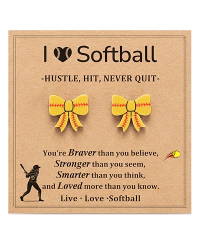 Jeka Softball Earrings for Girls Stuff Accessories Sports Jewelry Ages 8-12 12-14 Teen Girl Team Women Mom Coach Player Tween